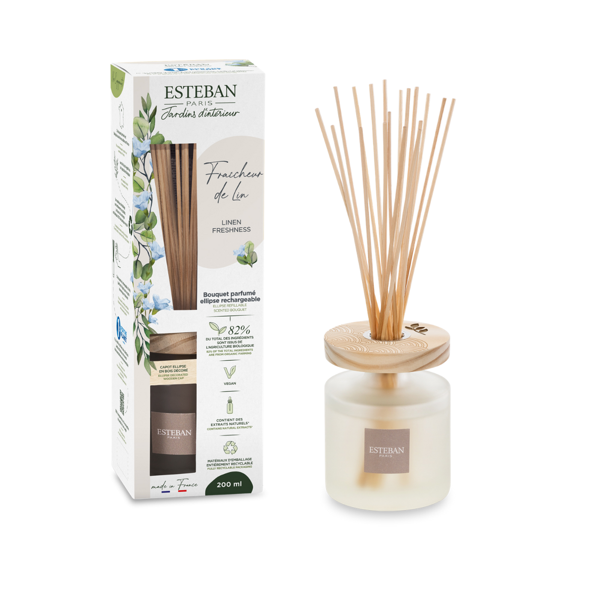 Bouquet parfumé ellipse - Fraîcheur de Lin - rechargeable - 200ml