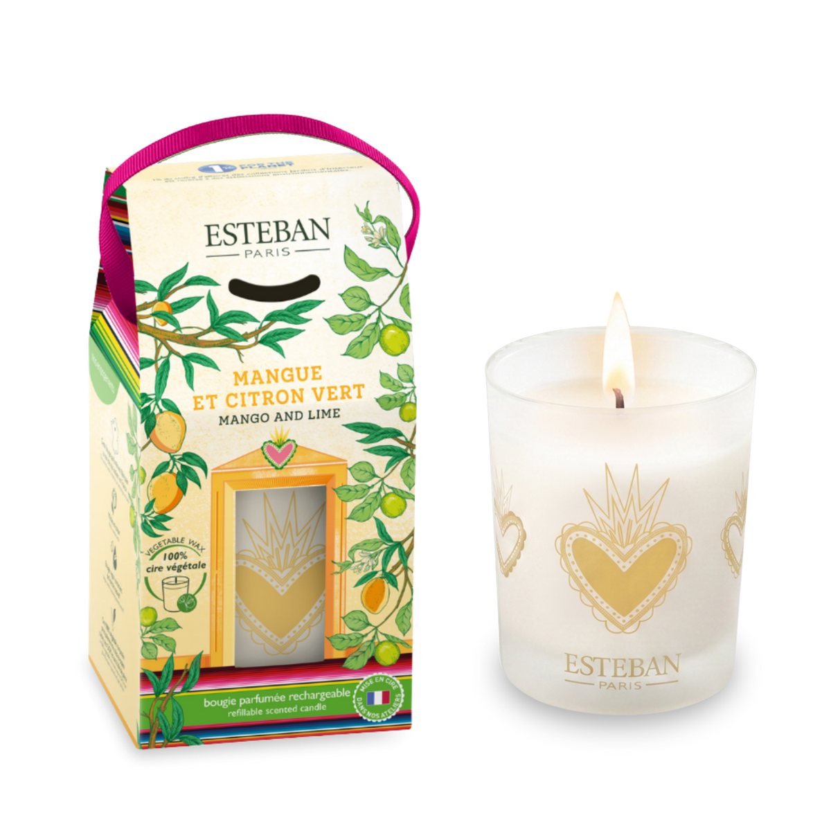 Scented candle - Mango and lime - refillable - 180g