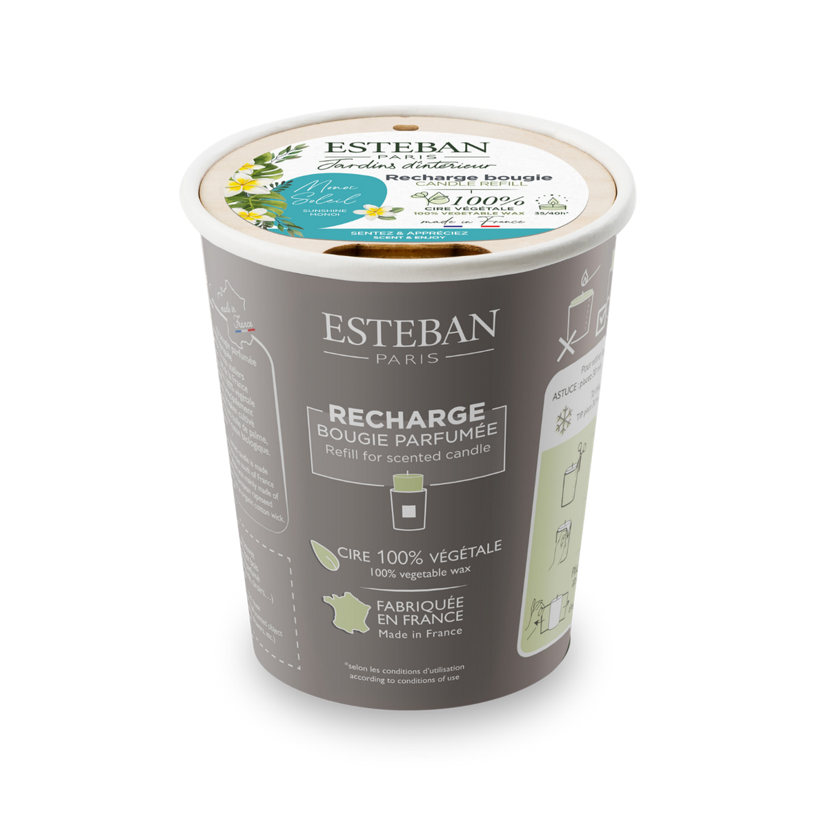 Recharge pour bougie parfumée - Monoï soleil - 180g