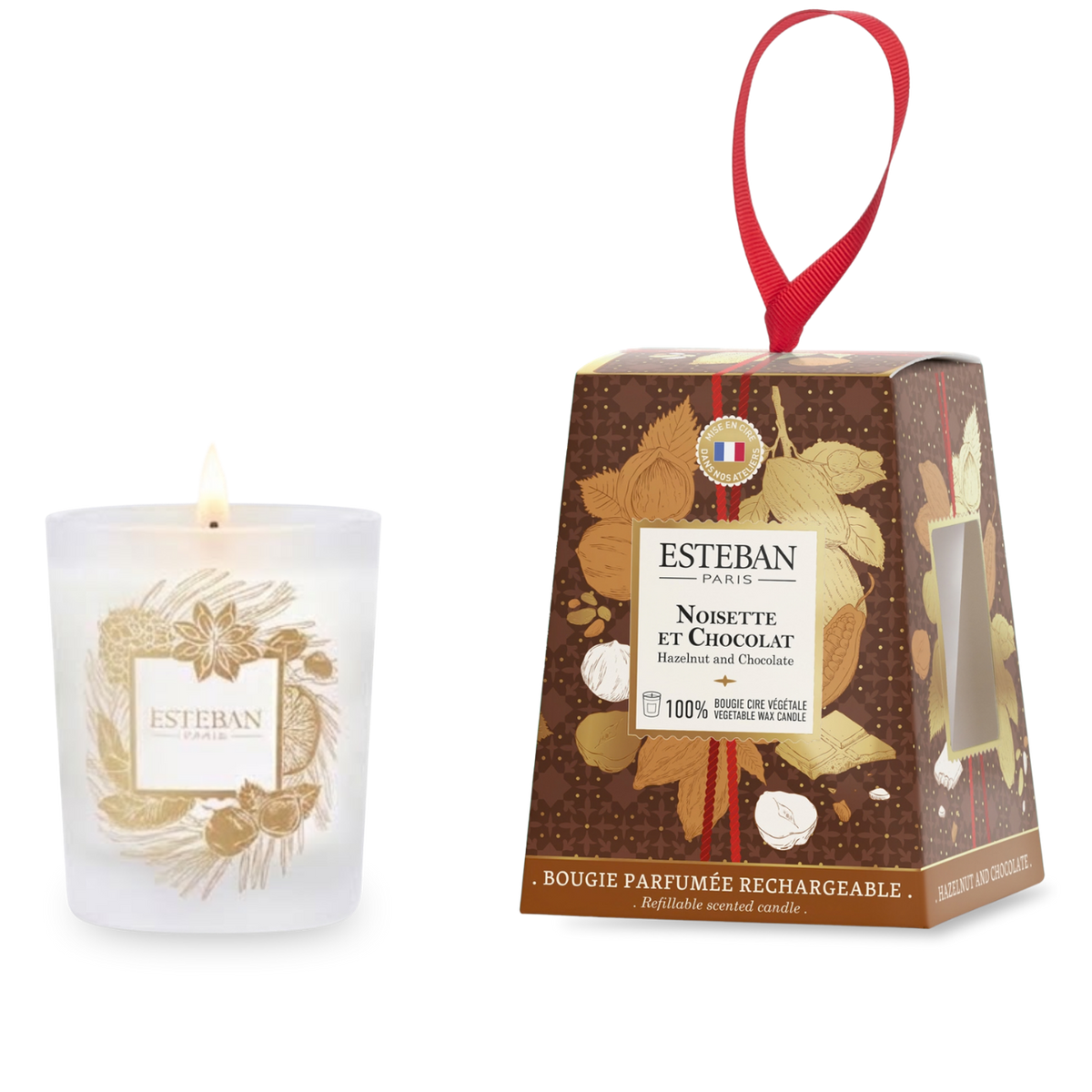 Scented candle - Hazelnut & Chocolate - limited Christmas edition - refillable - 180g