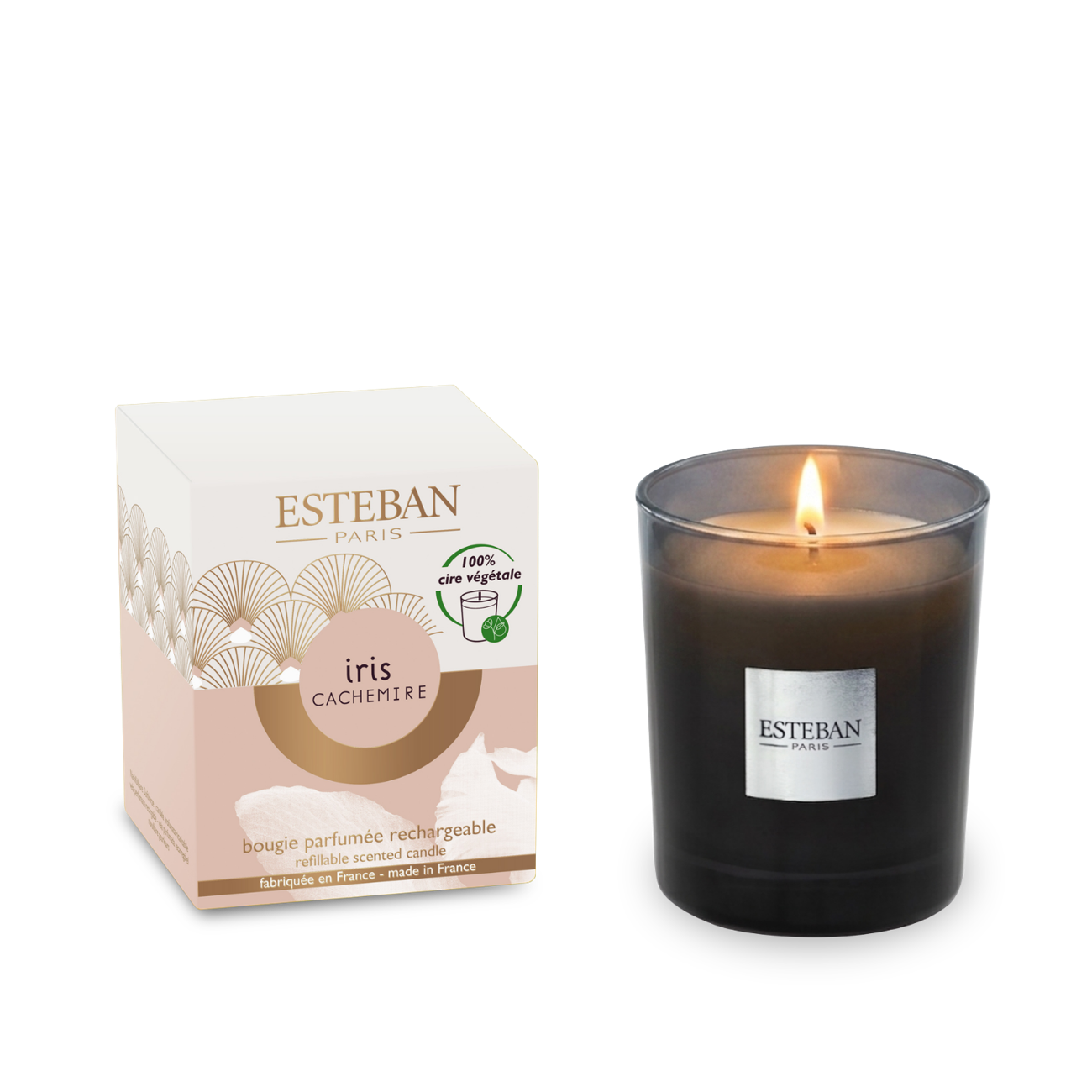 Initial scented candle - Iris Cachemire - refillable - 180g