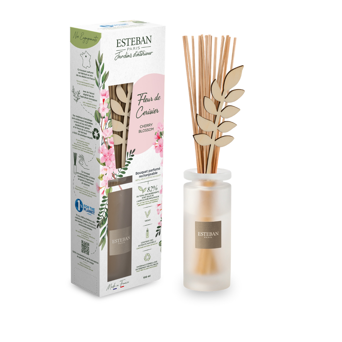 Natuurlijke geurstokjes - Kersenbloesem - navulbaar - 200ml