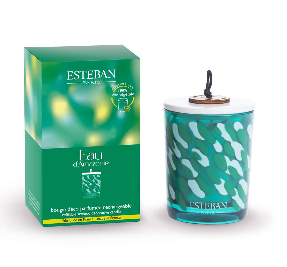 Bougie déco parfumée - Eau d'Amazonie - rechargeable - 180g
