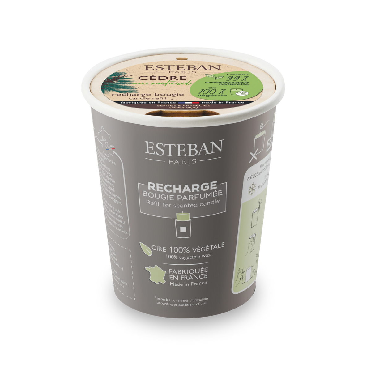 Recharge pour bougie parfumée - Cèdre au naturel - 180g